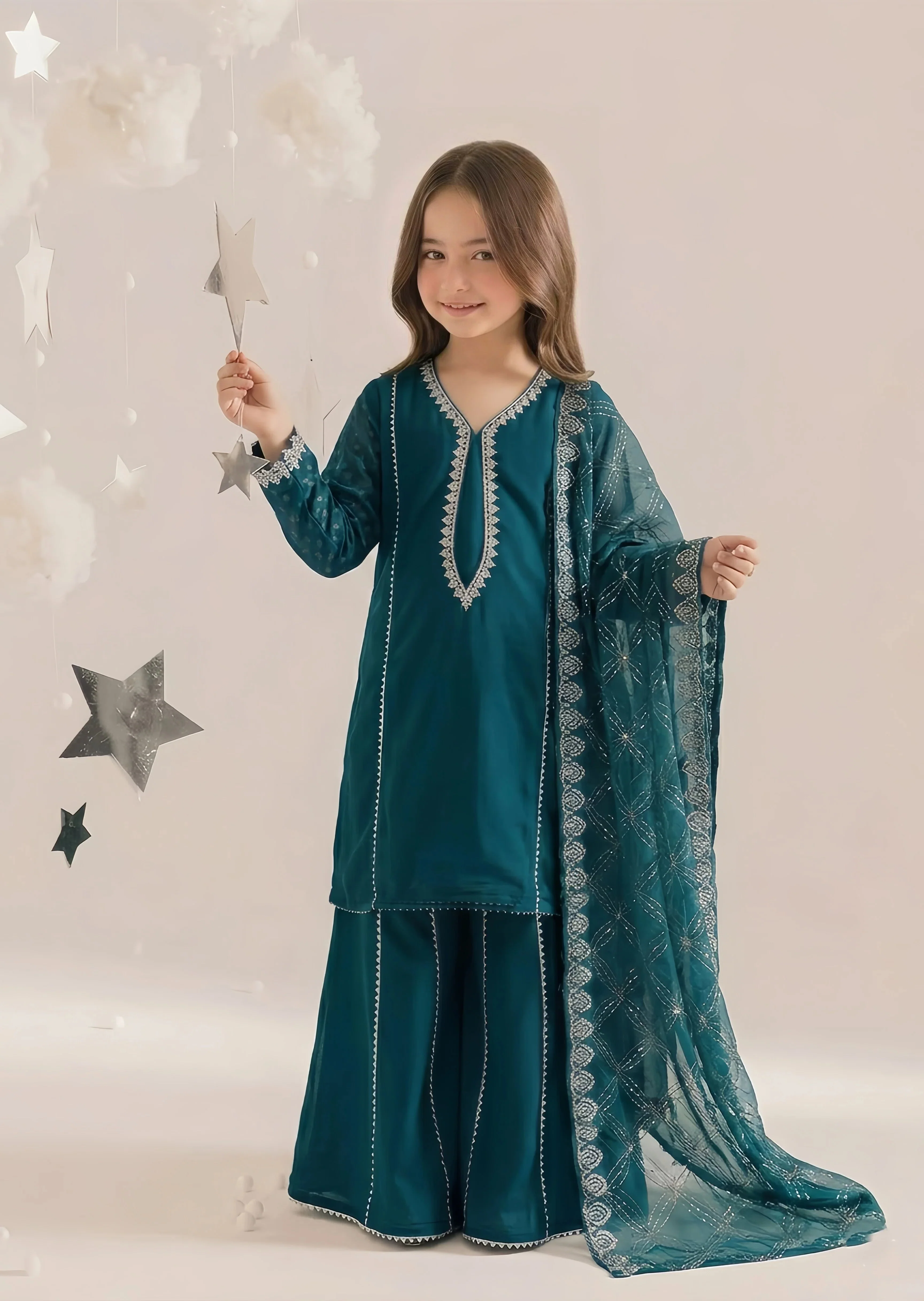 chiffon Sharara in Teal