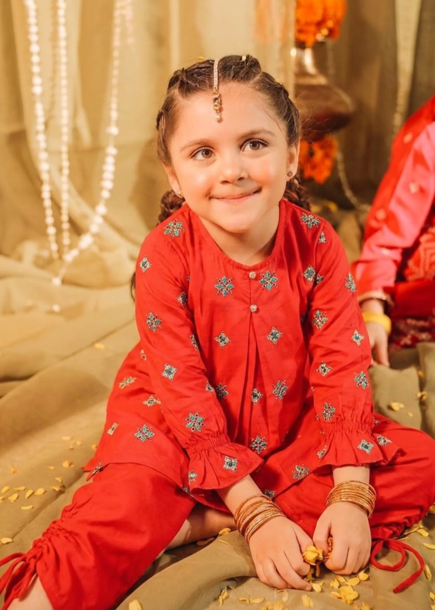 lawn Kurta Set in Red