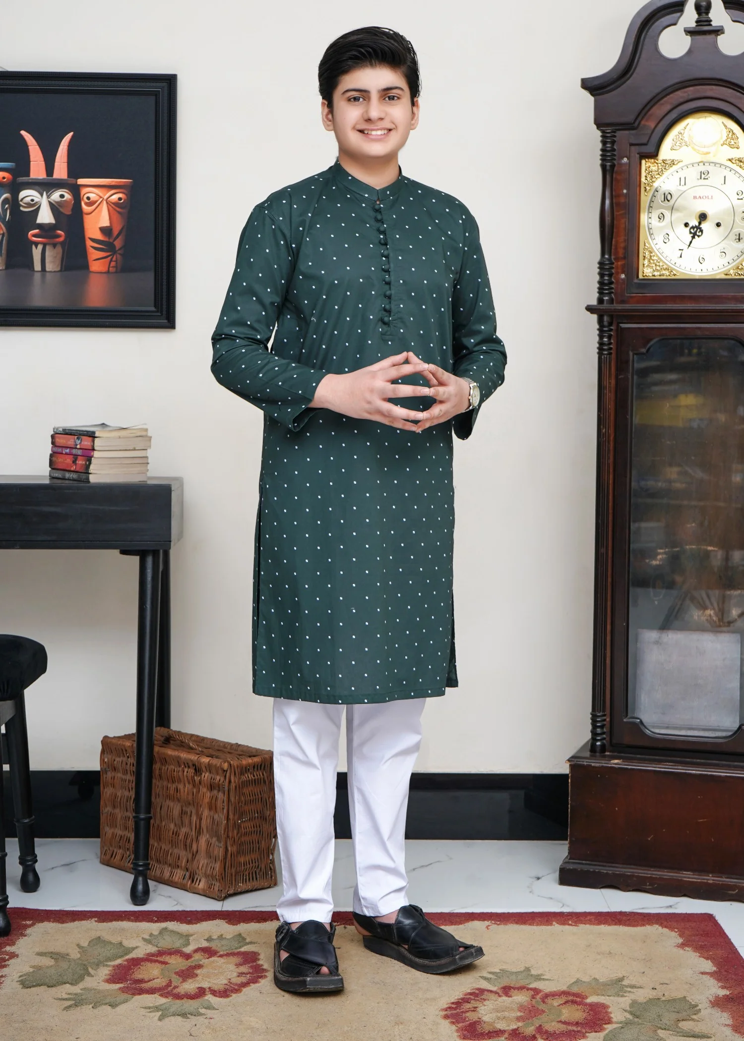 cotton Kurta in Dark green