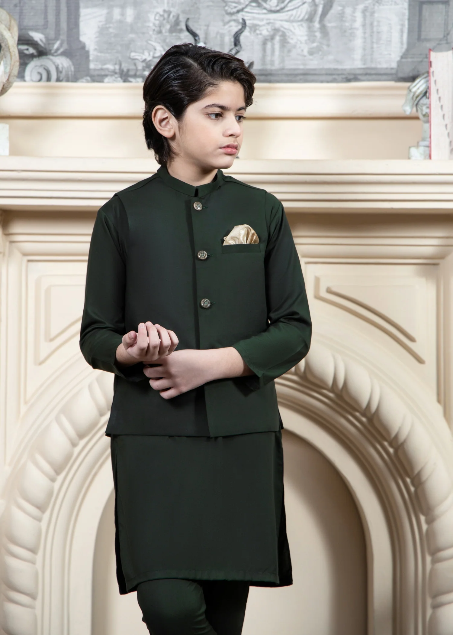 wash & wear Waistcoat in Bottle green
