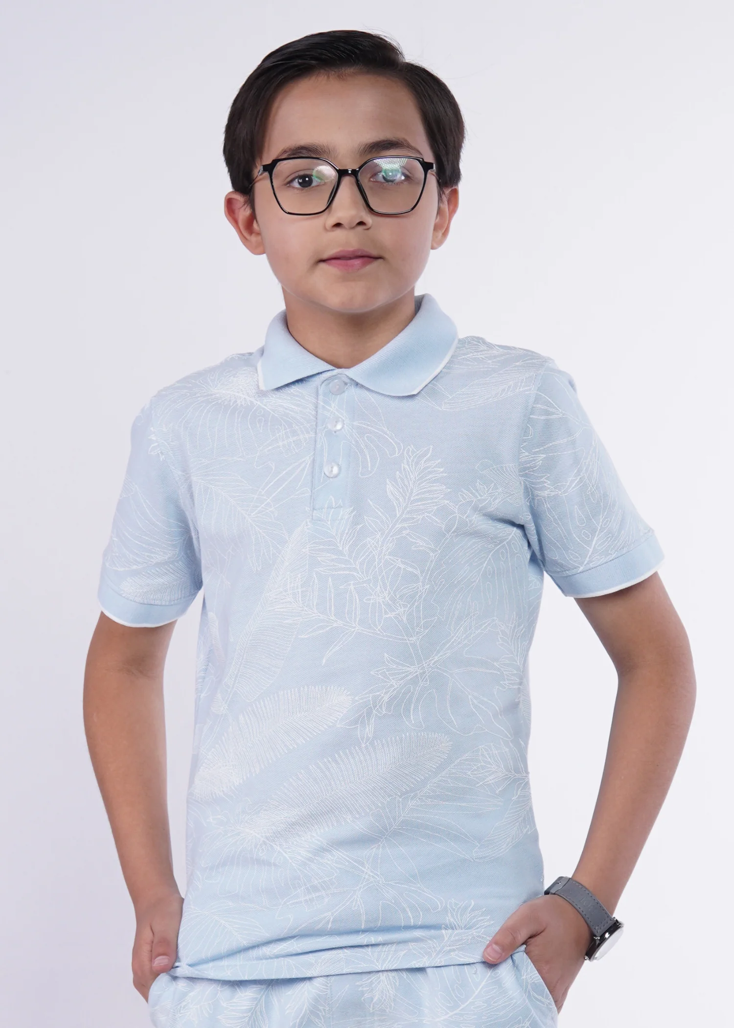 cotton pique Polo Shirt in Sky blue