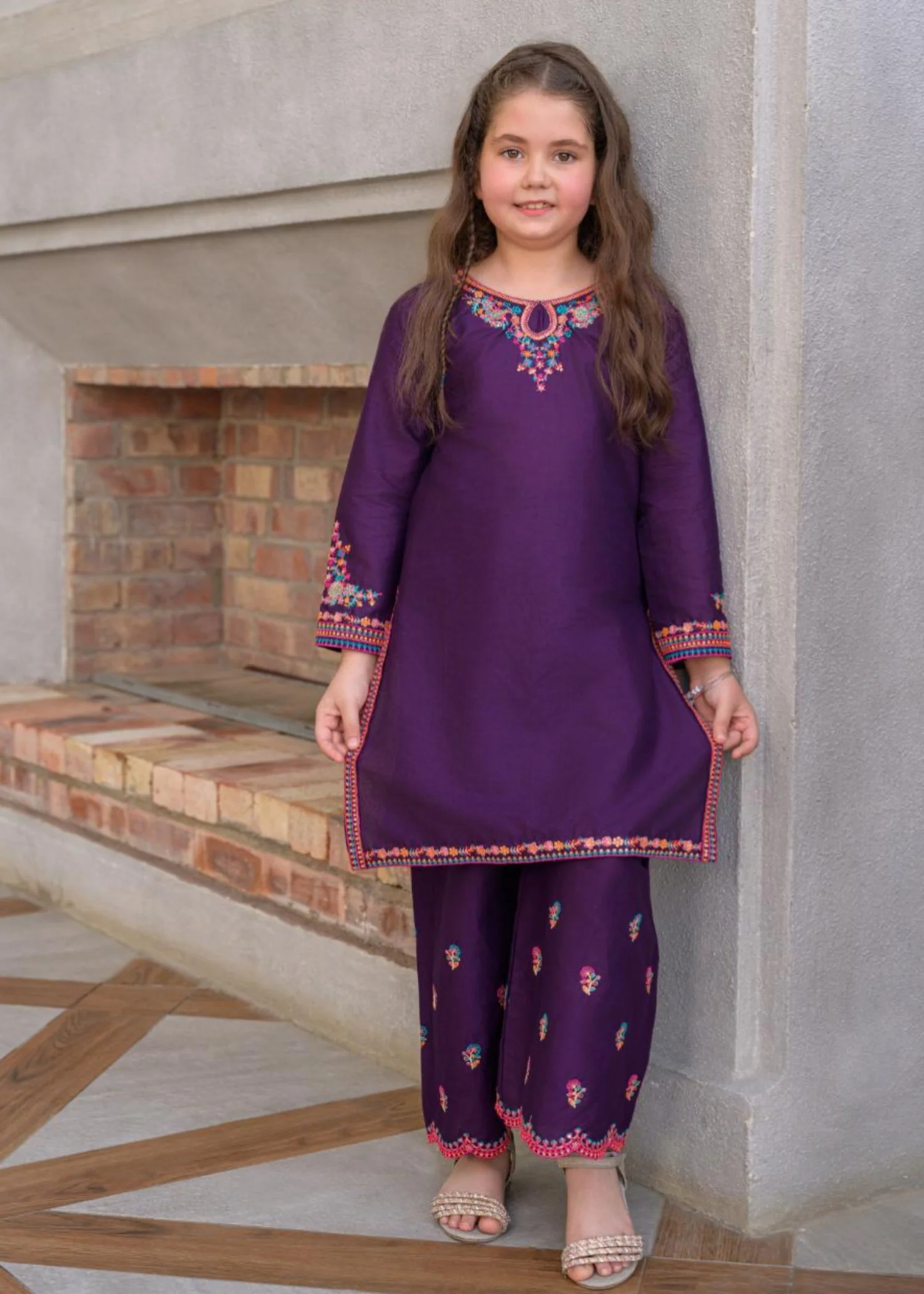 lawn Kurta Set in Purple