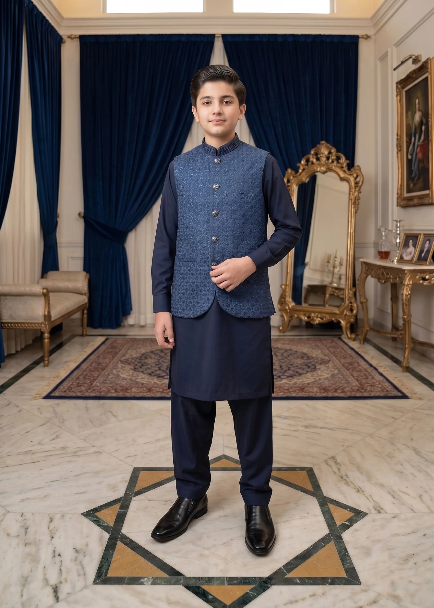 wash & wear Waistcoat in Dark blue