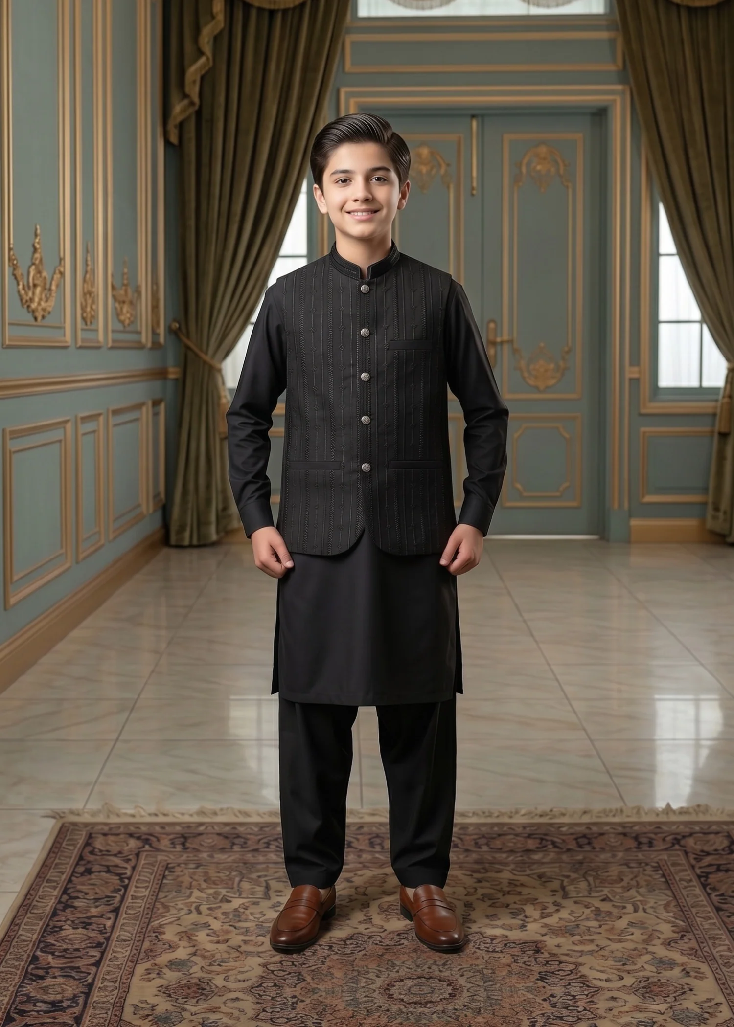 wash & wear Waistcoat in Jet black