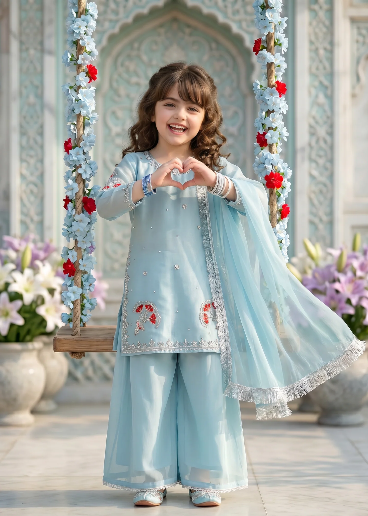 chiffon Sharara in Ice blue