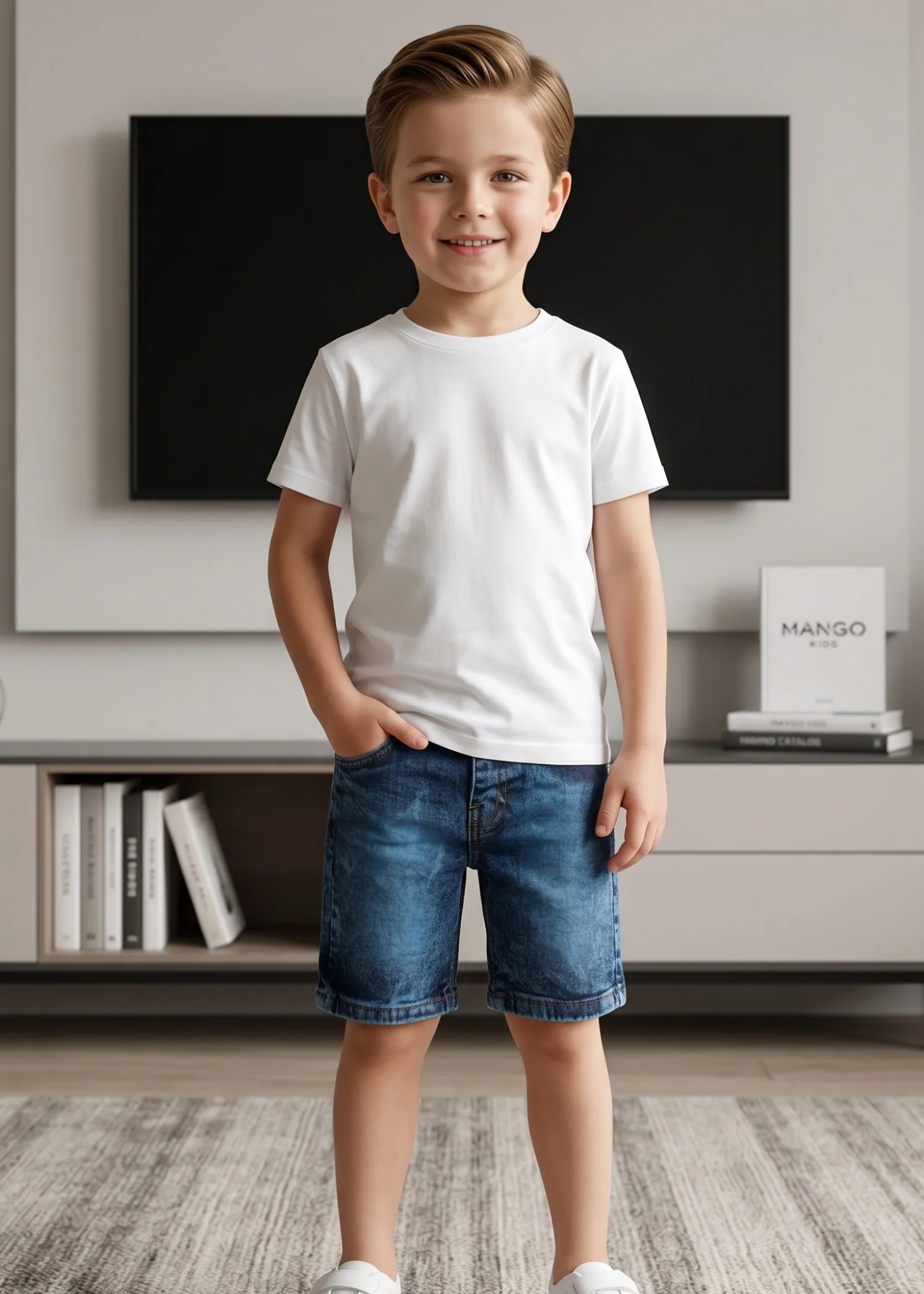 stone wash denim Shorts in Midnight blue