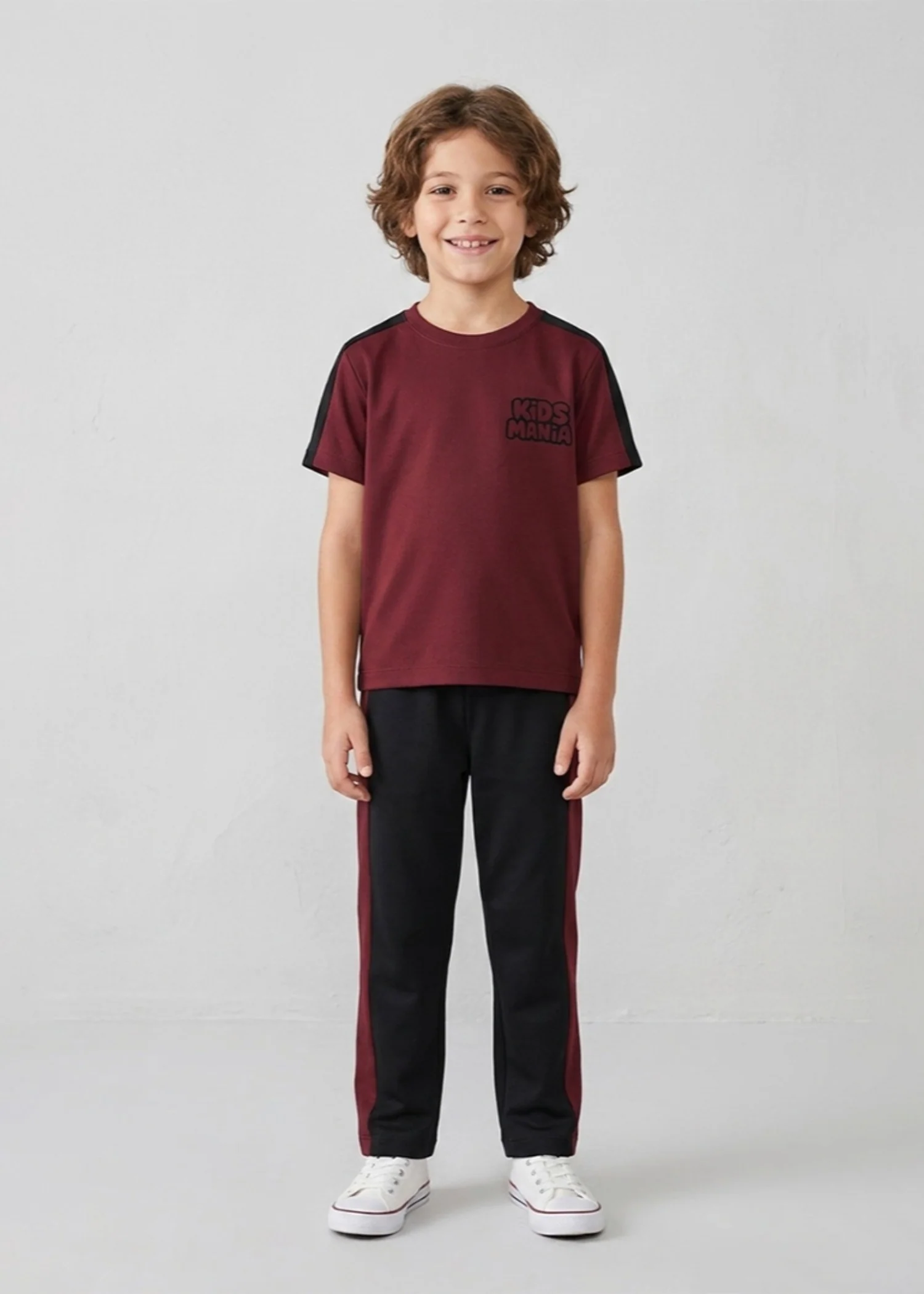cotton Tracksuit in Maroon, black