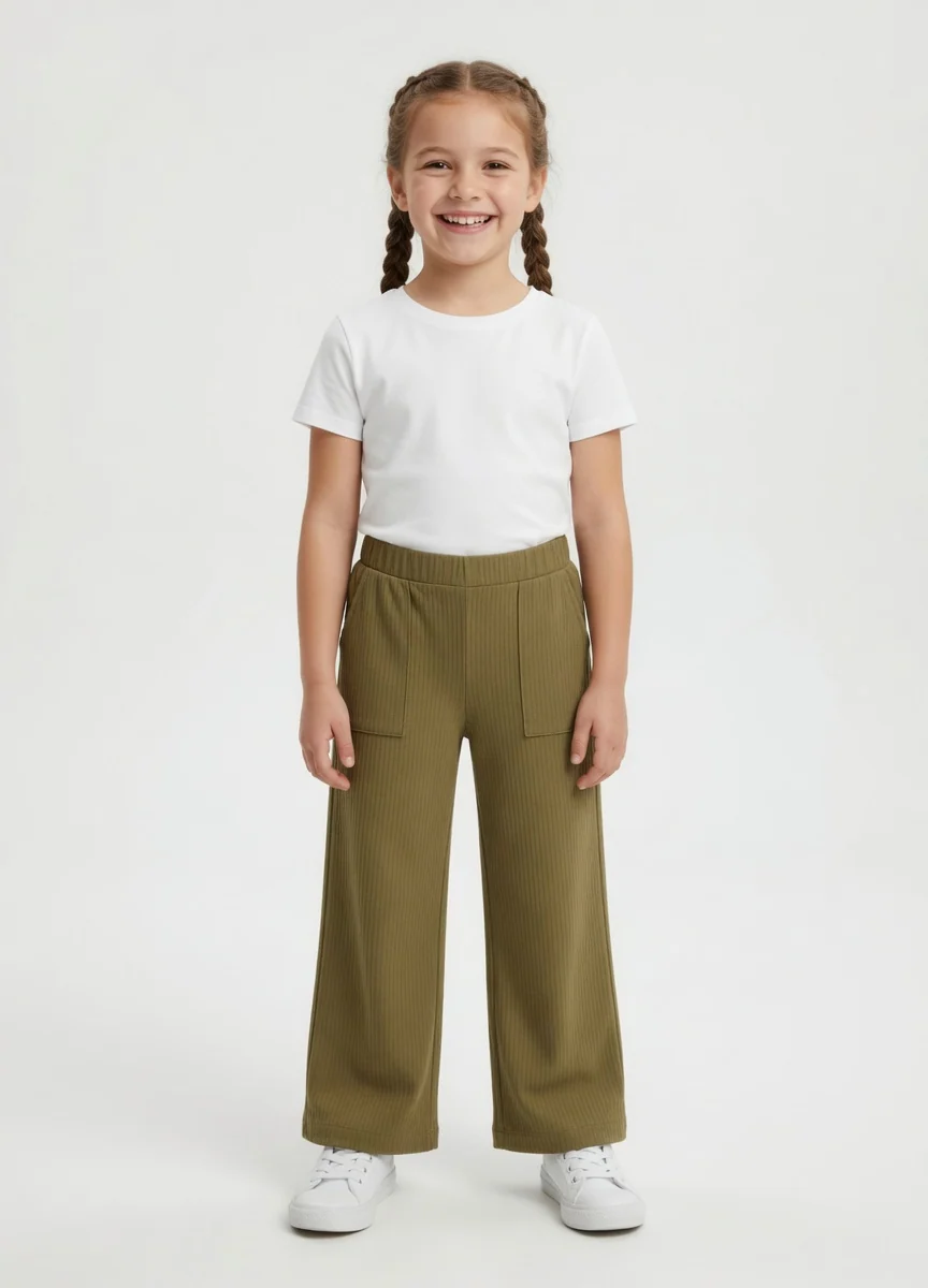 jersey knit Trousers in Olive green