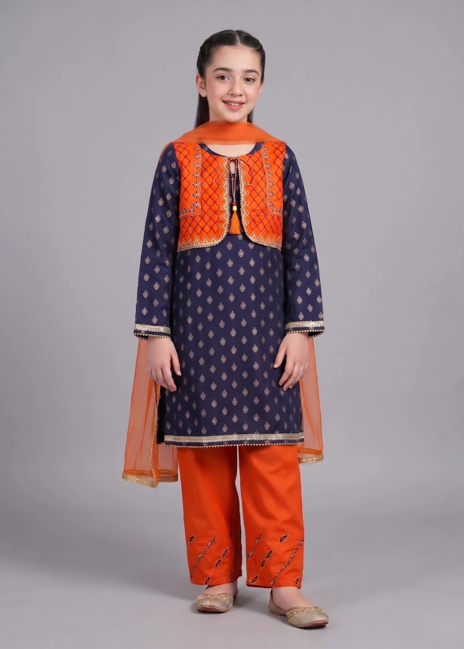 jacquard Kurta Set in Multi