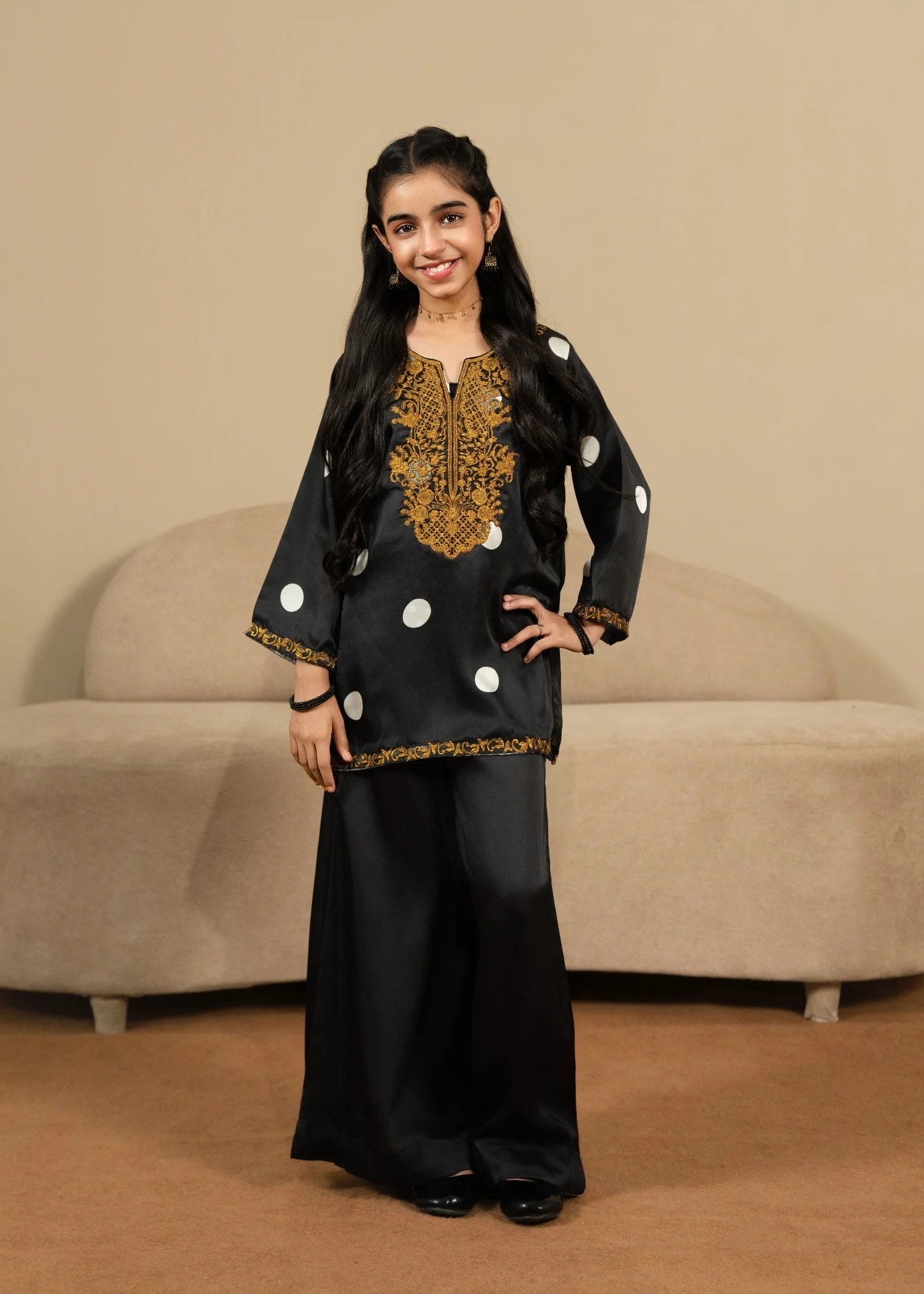 silk Kurta Set in Black
