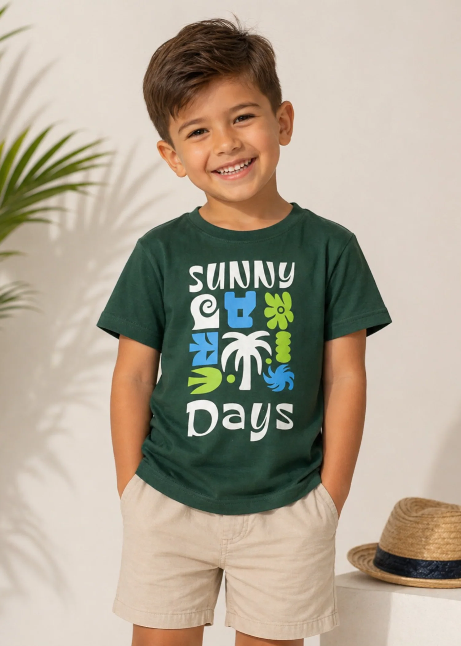cotton jersey T Shirt in Forest green