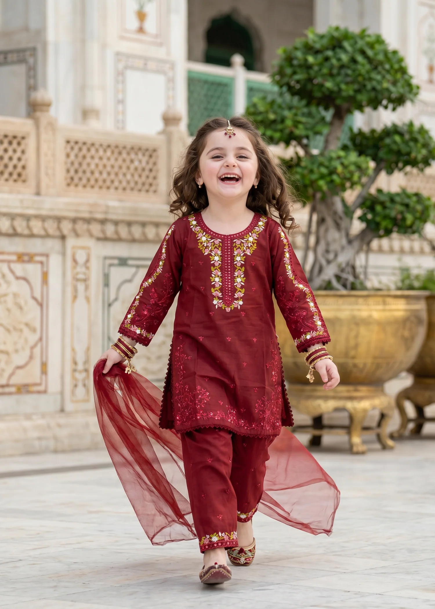cotton Kurta Set in Maroon