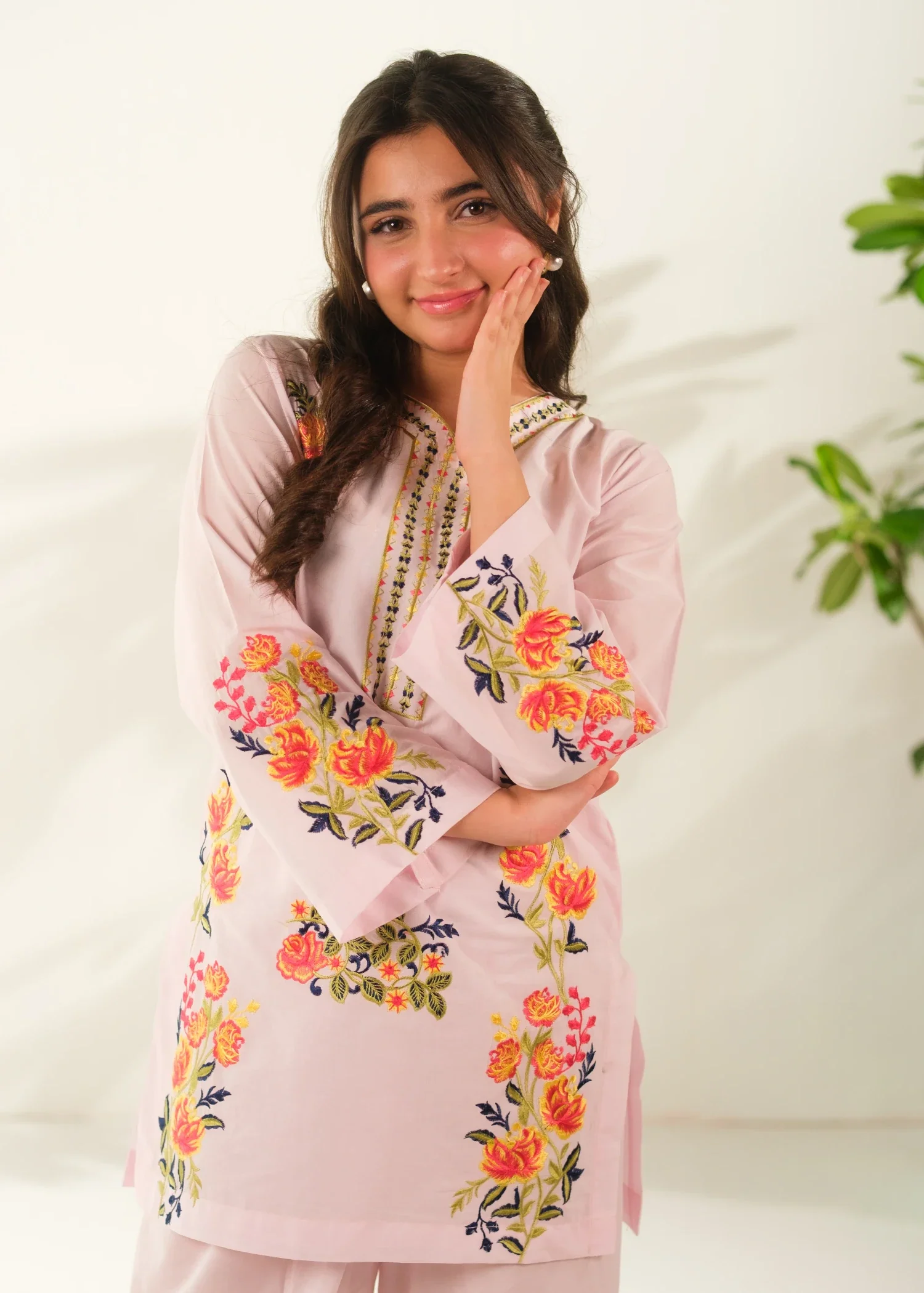 cotton Kurta Set in Pink