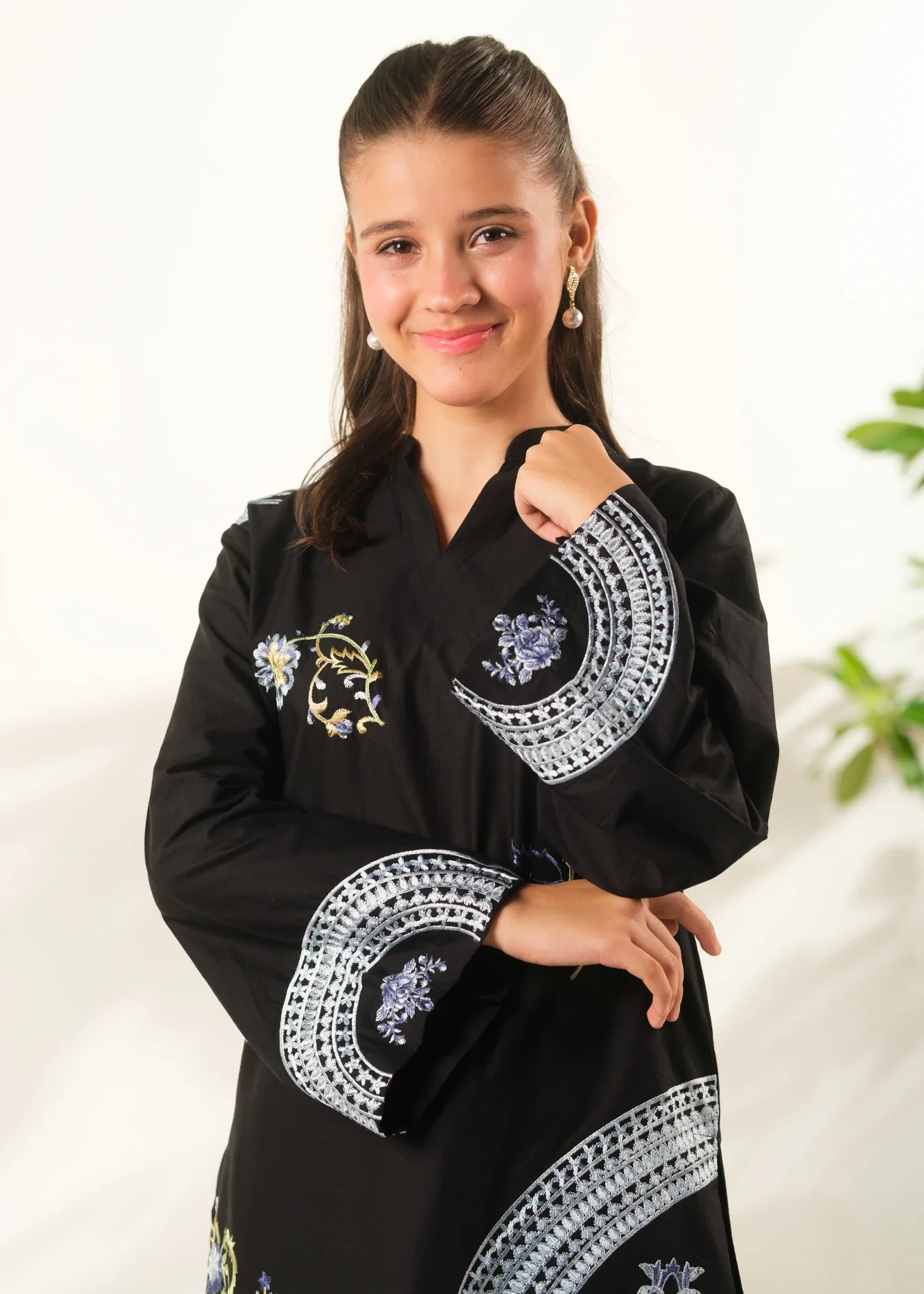 cotton Kurta Set in Black