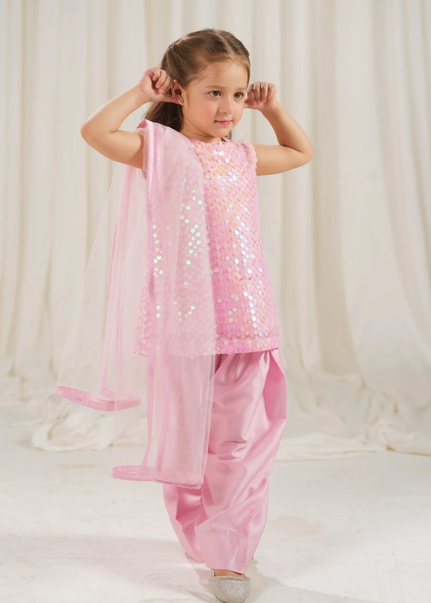 silk Kurta Set in Pink