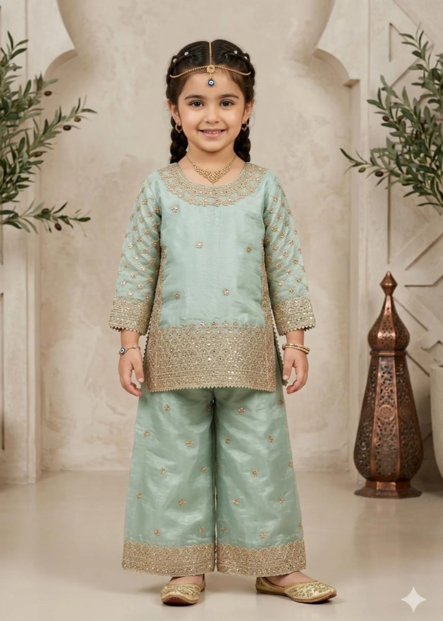 tissue silk Kurta Set in Mint green