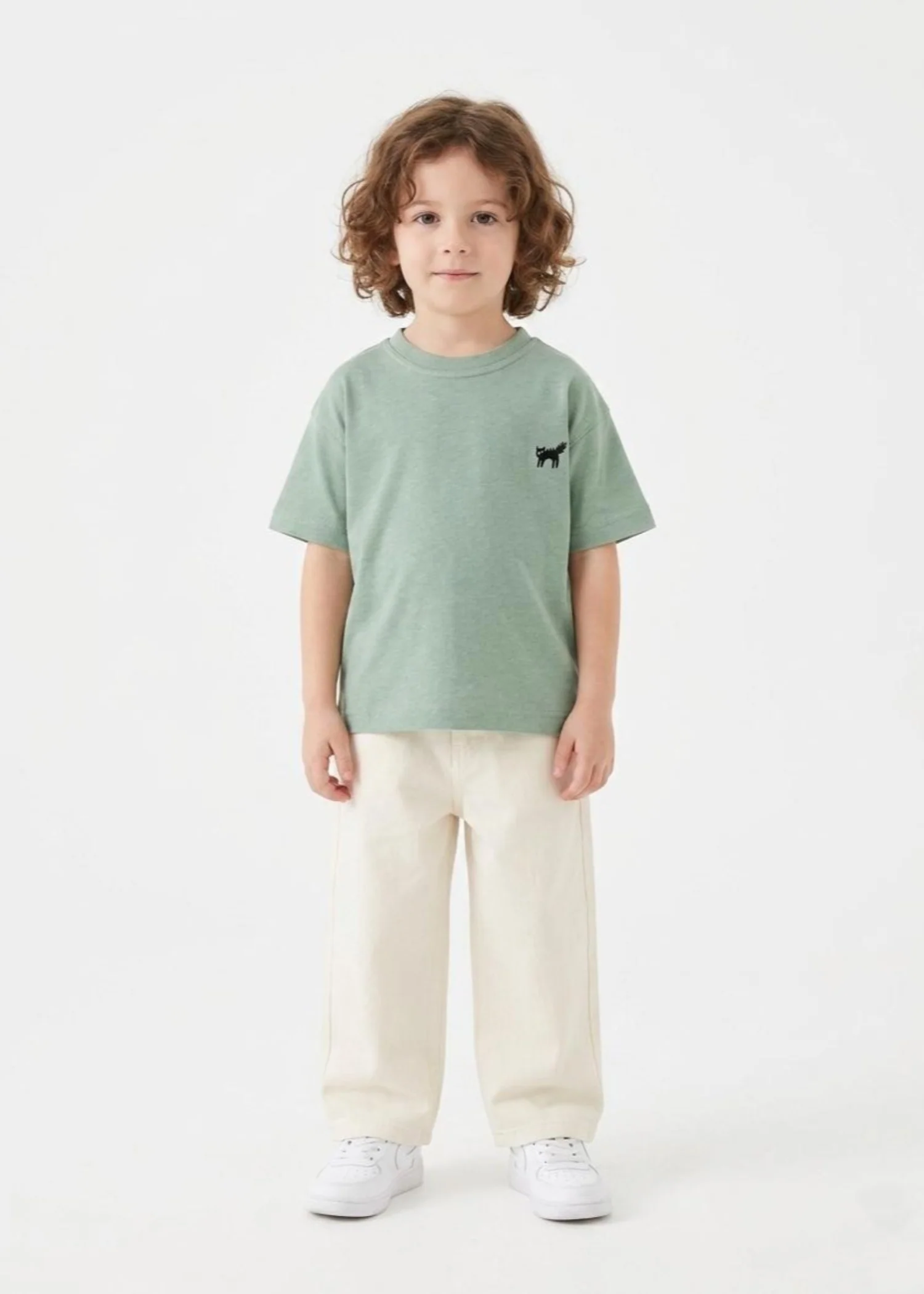 twill cotton T Shirt in Moss green