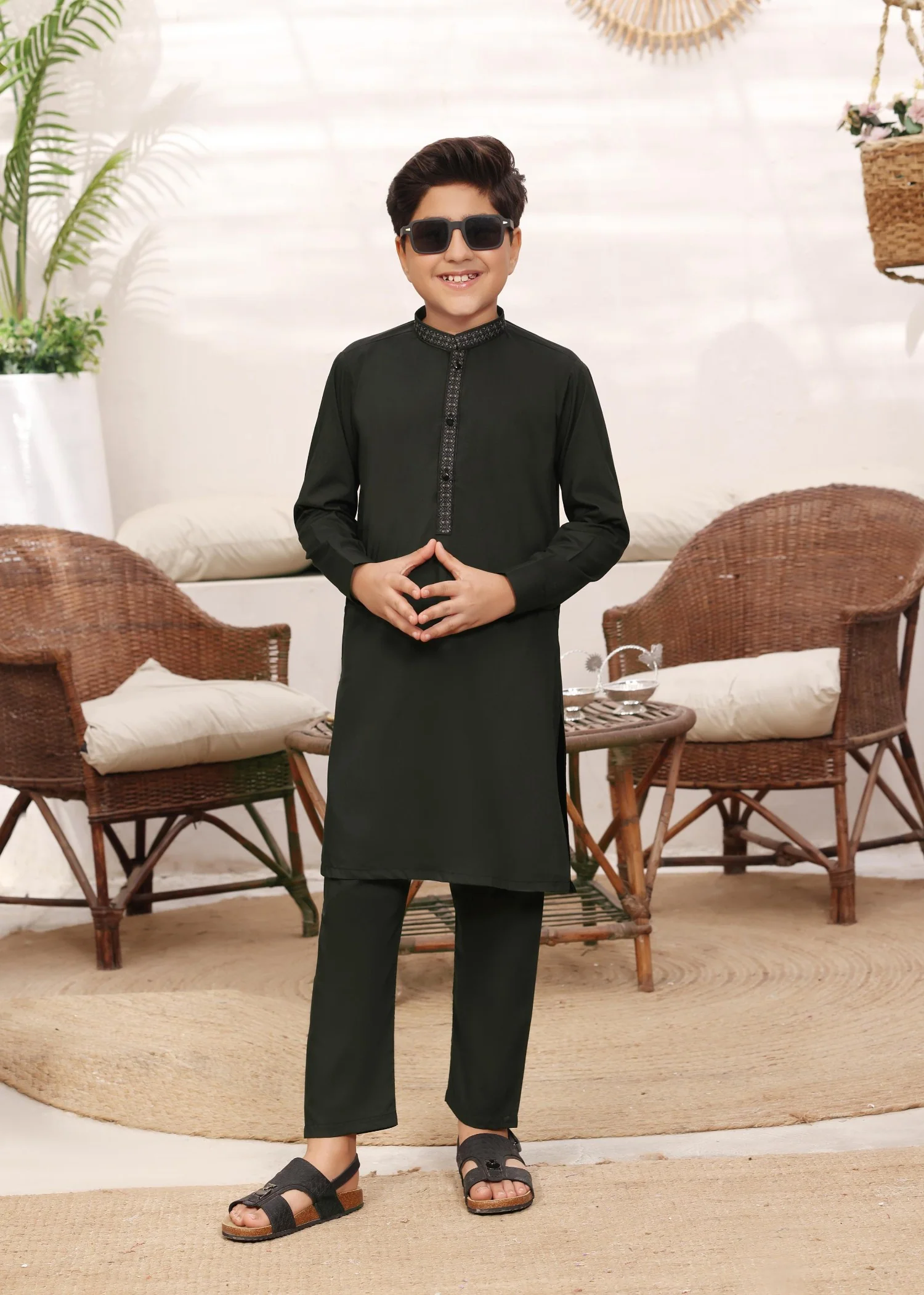 wash & wear Kurta Set in Green
