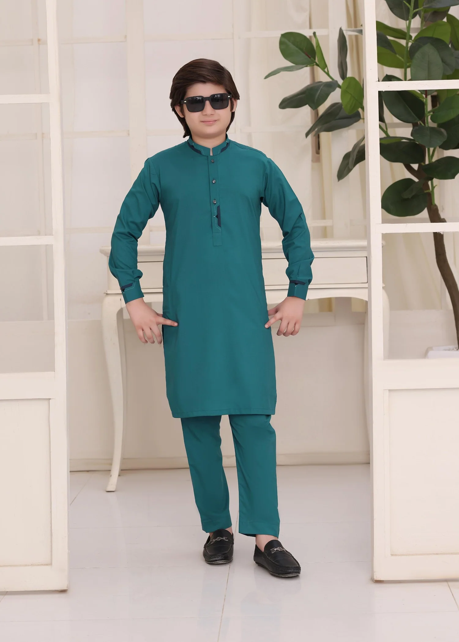 wash & wear Kurta Set in Sea green