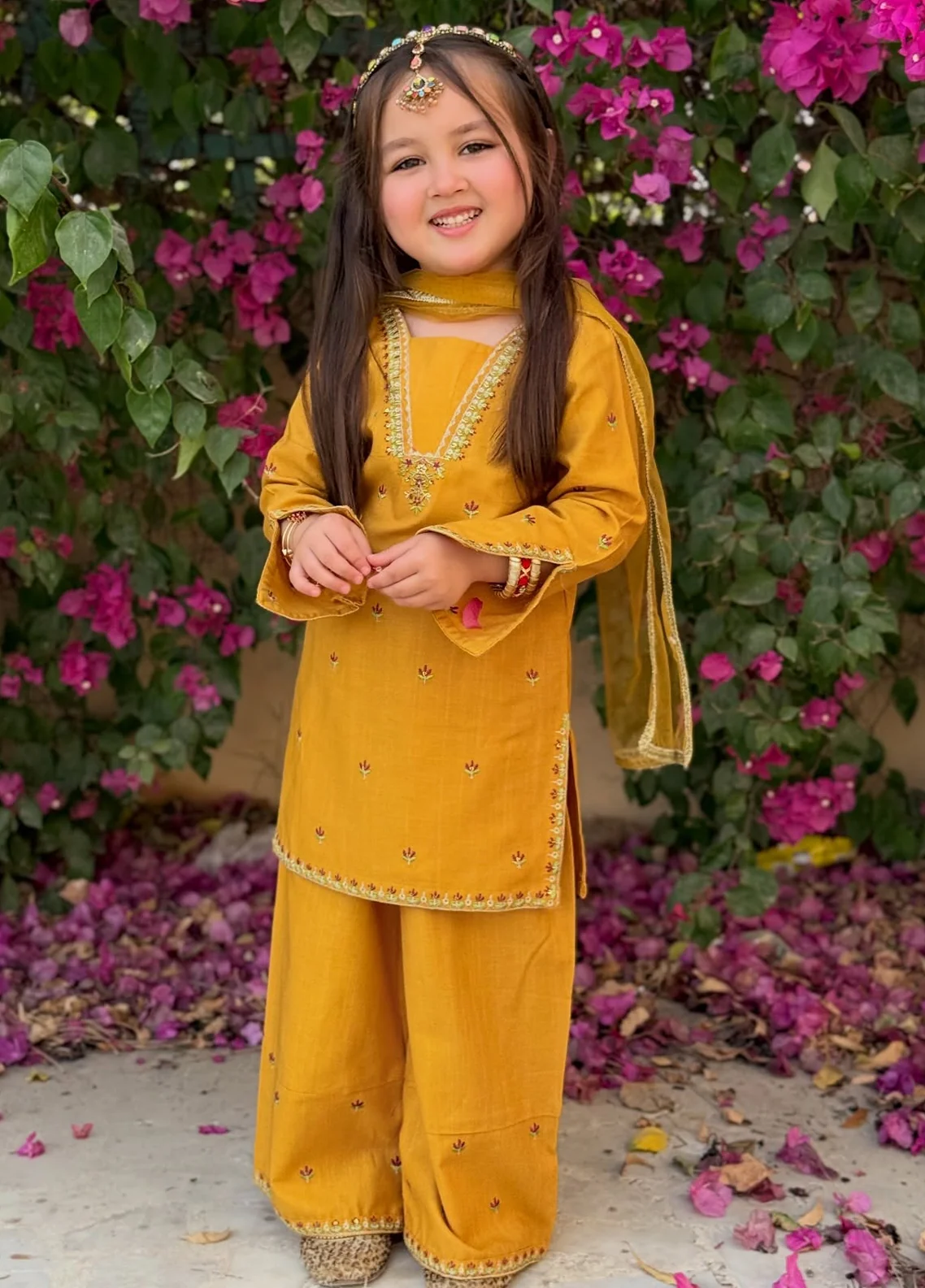lawn Kurta Set in Yellow