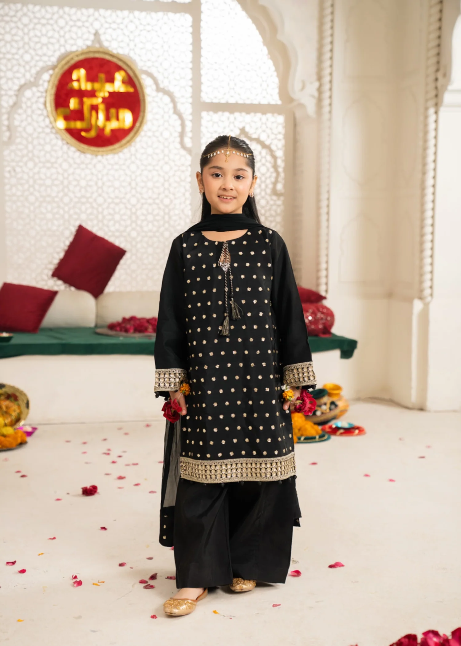silk Kurta Set in Black