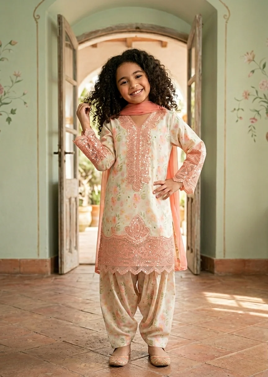 lawn Kurta Set in Off-white