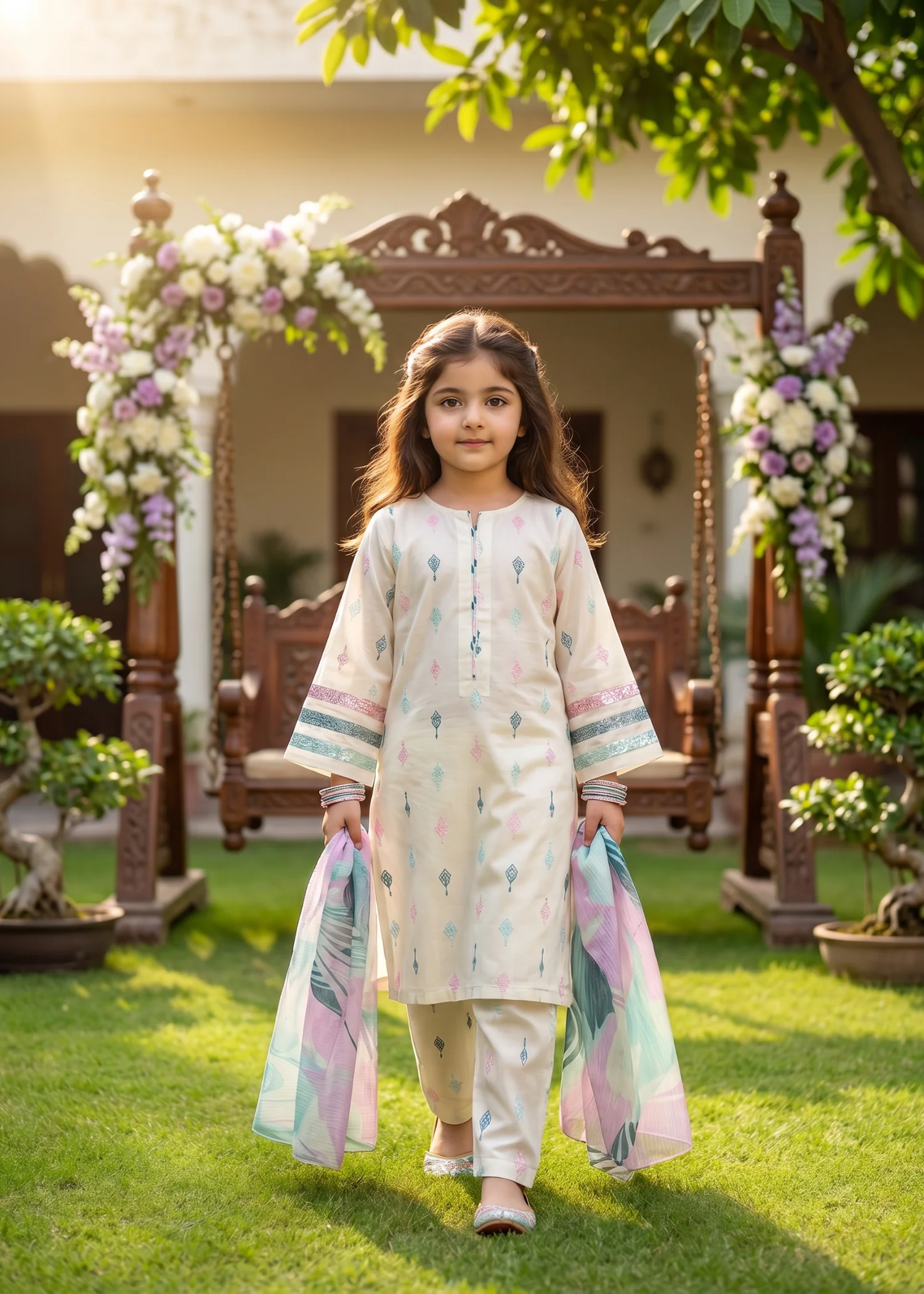 lawn Kurta Set in White