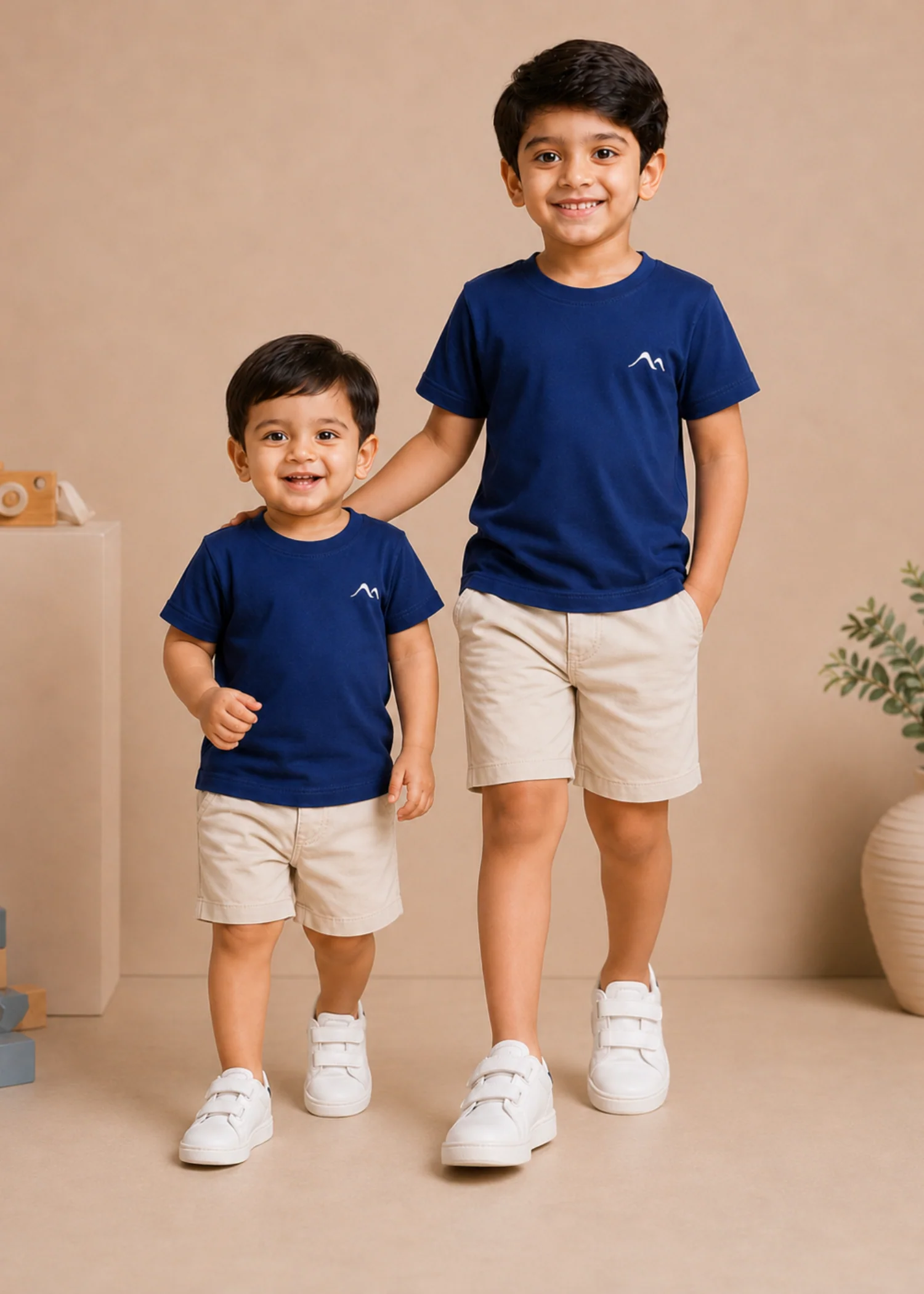 single jersey knit T Shirt in Navy blue