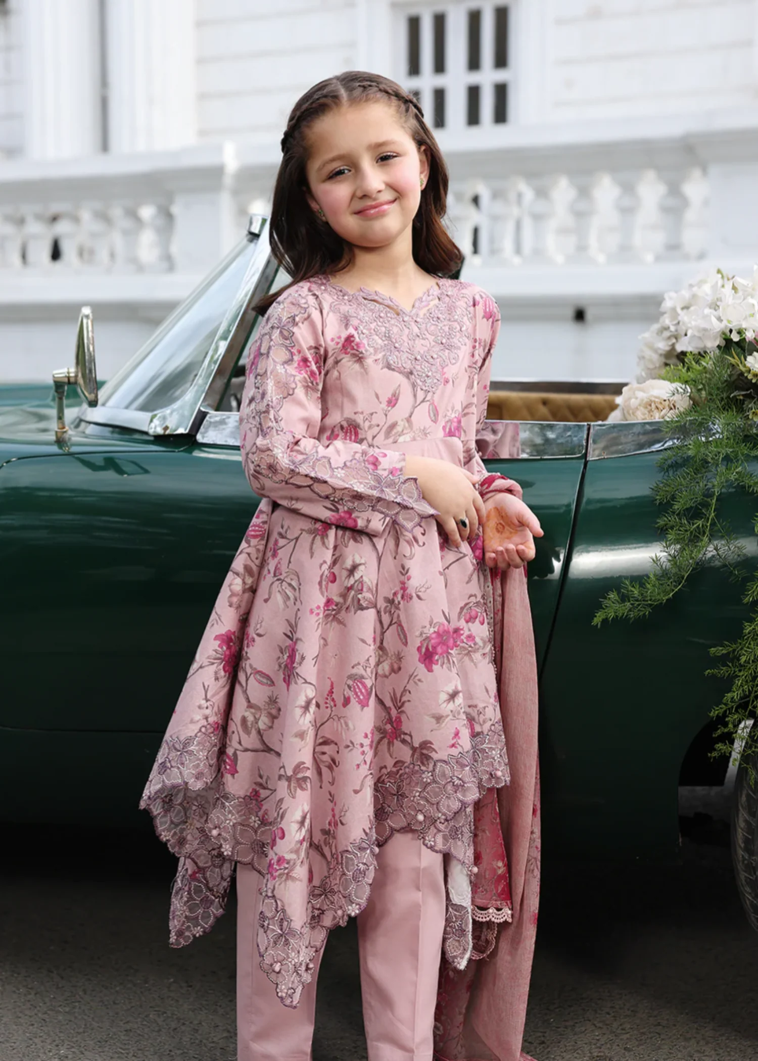 lawn Short Frock in Pink