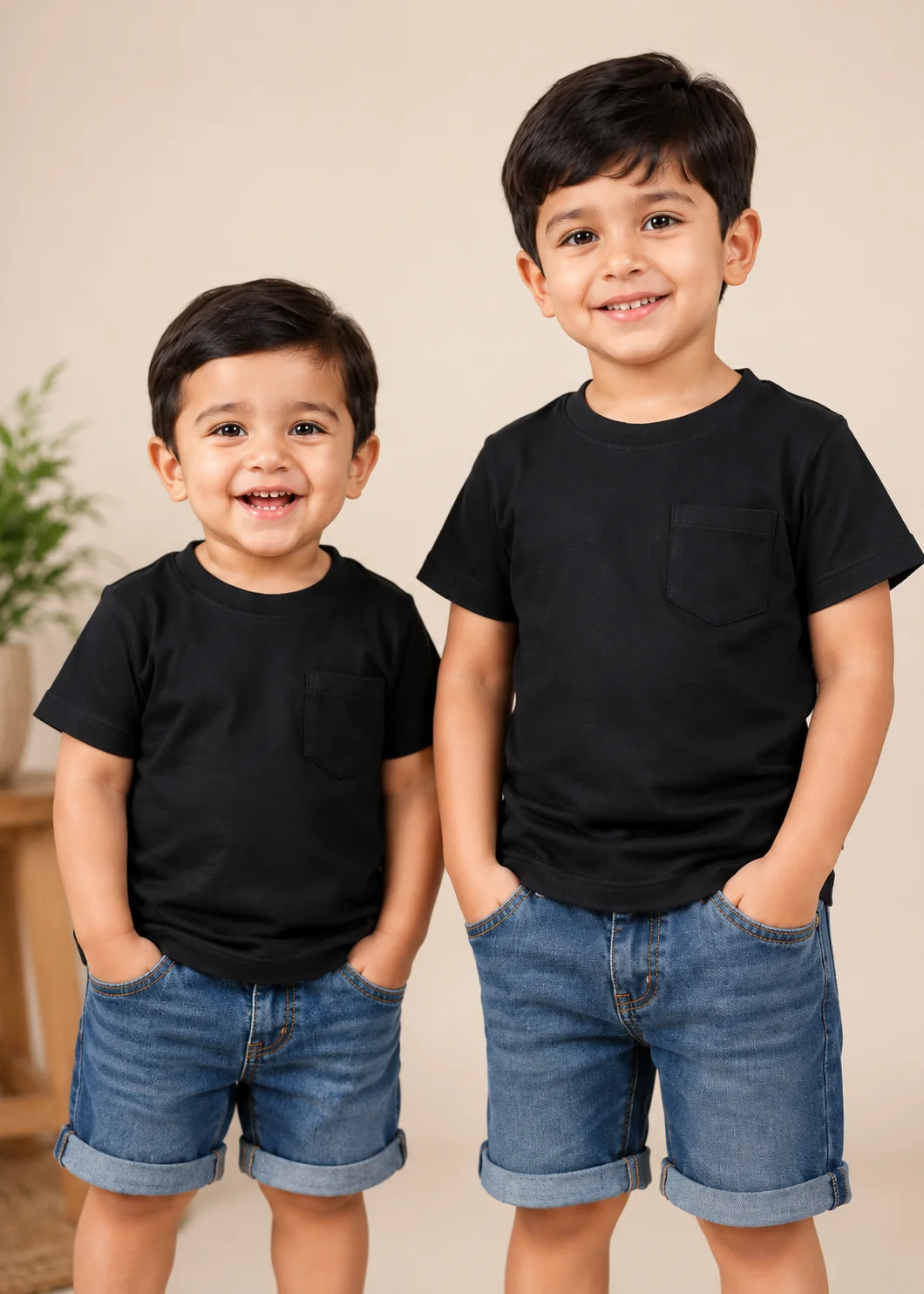 single jersey knit T Shirt in Black