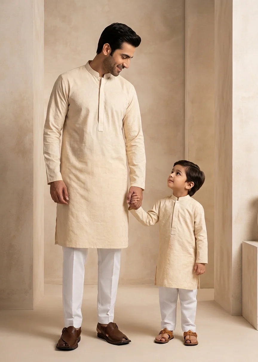 lawn Kurta in Vanilla
