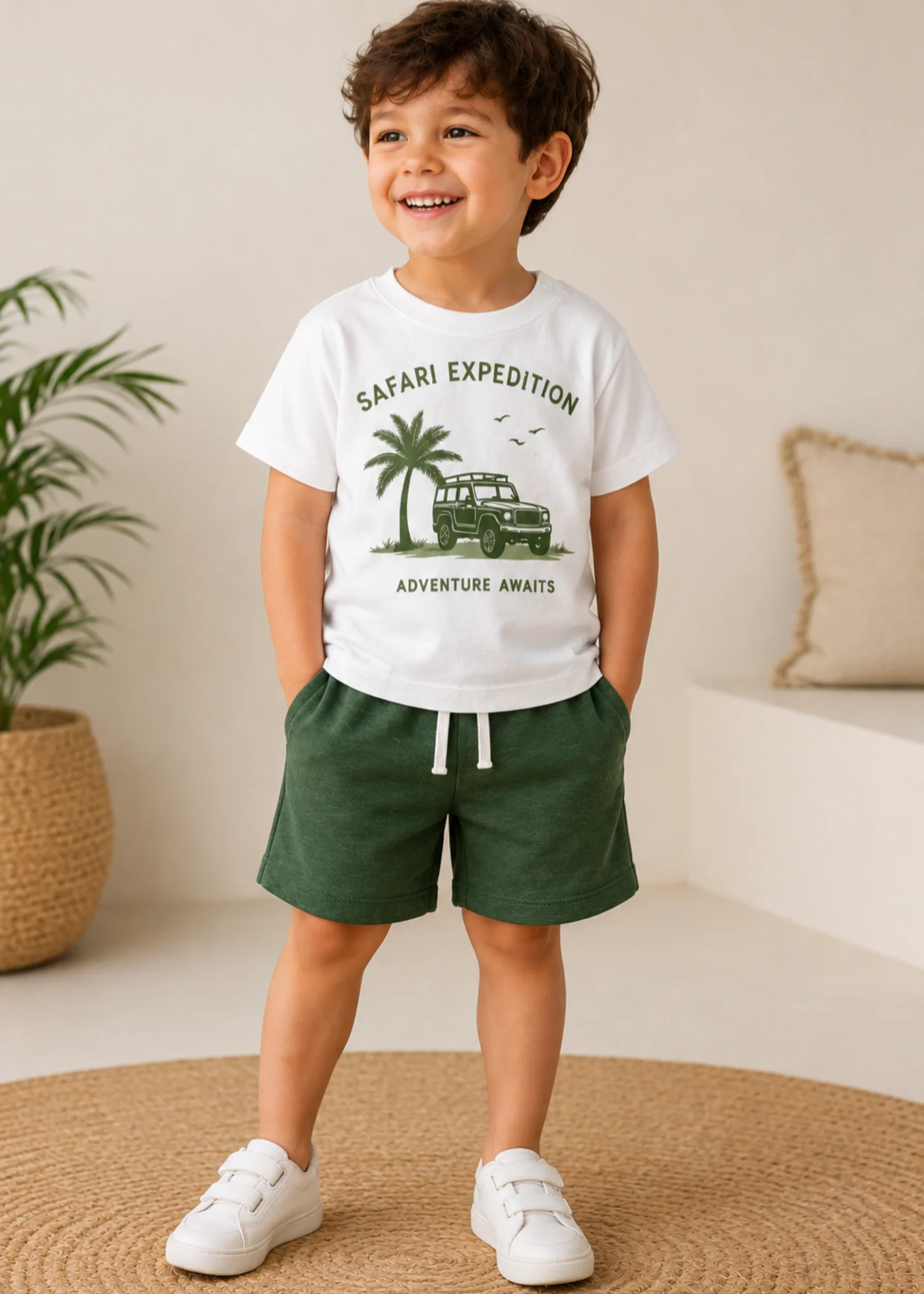 Co ord Sets in White, hunter green