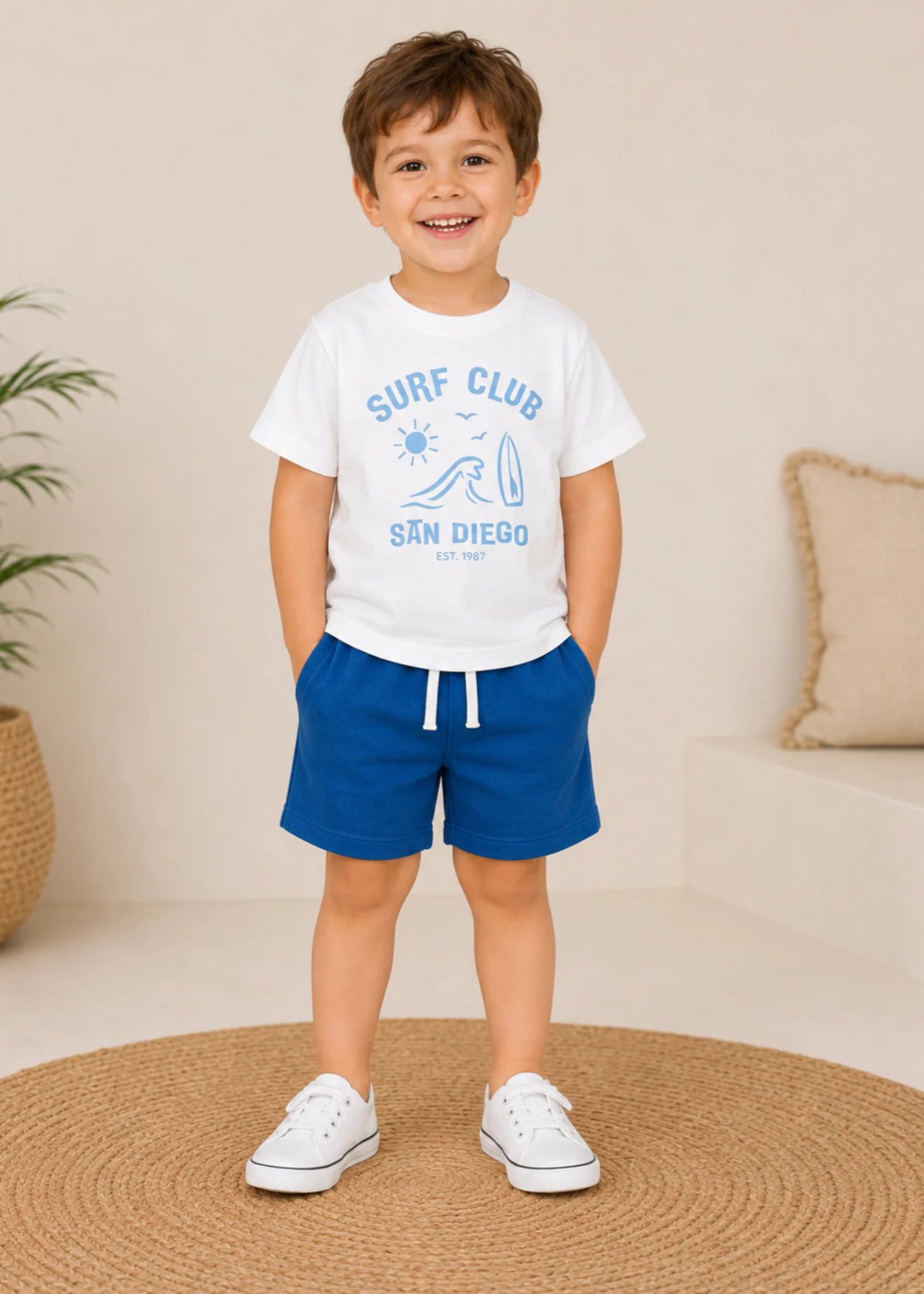 Co ord Sets in White, cobalt blue