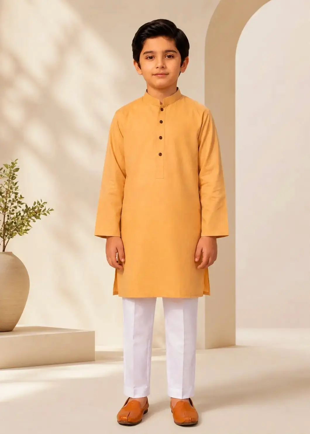 lawn cotton Kurta Set in Mustard