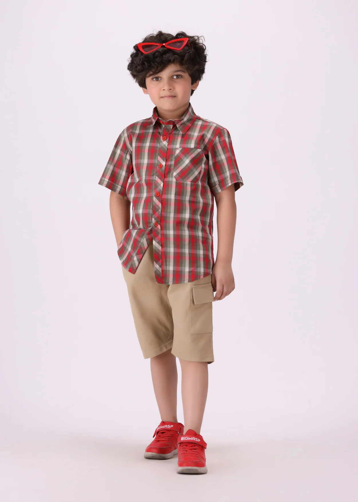 cotton Casual Shirt in Rust red