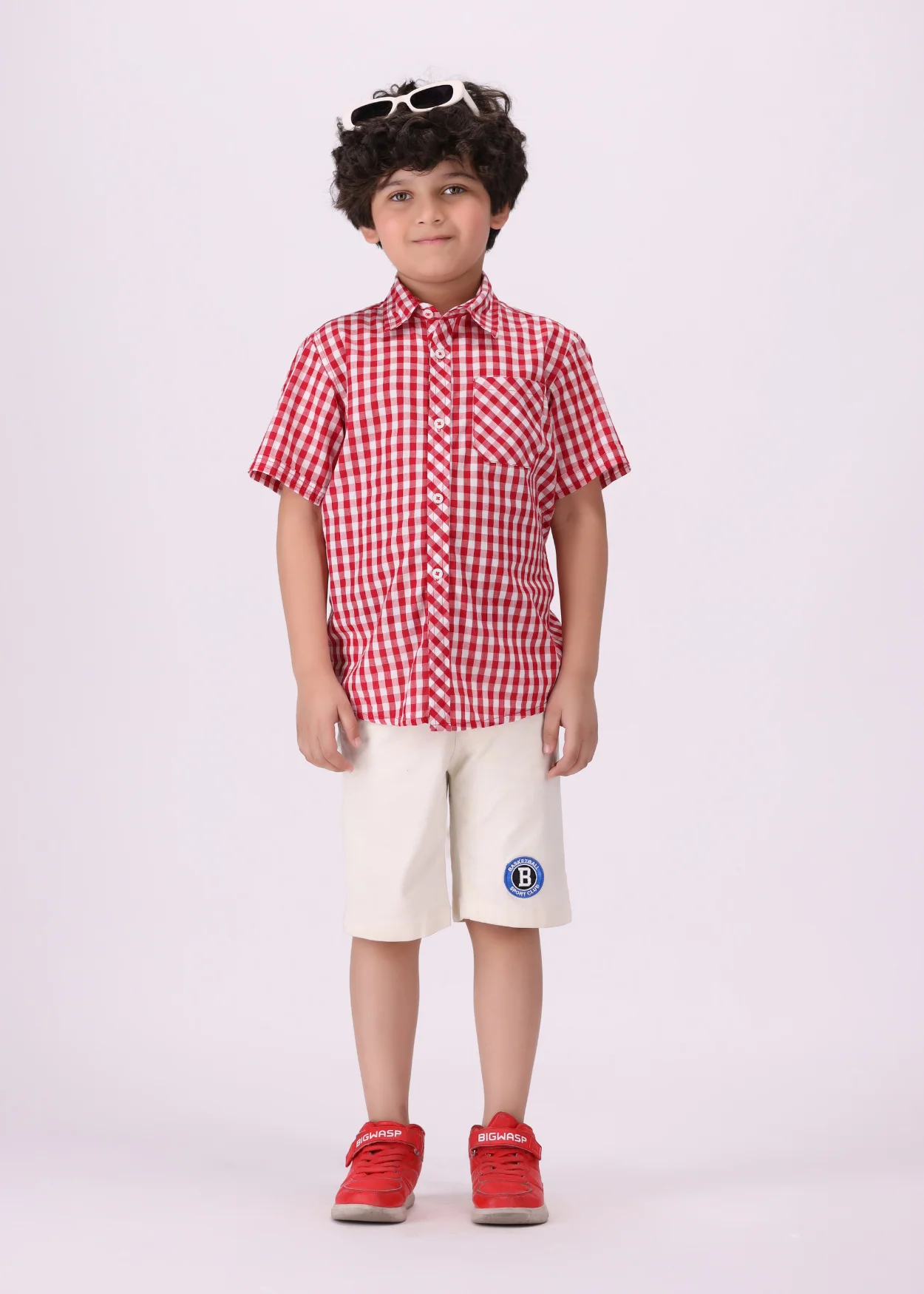 cotton Casual Shirt in Hot pink, white