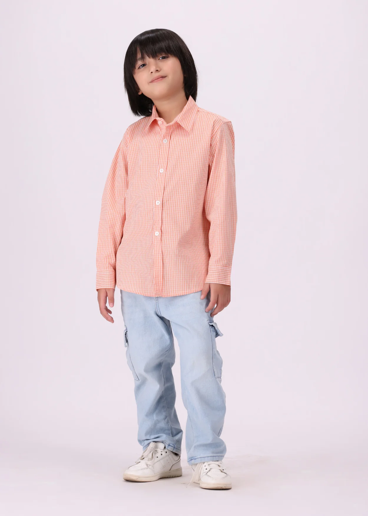 cotton Casual Shirt in Peach pink