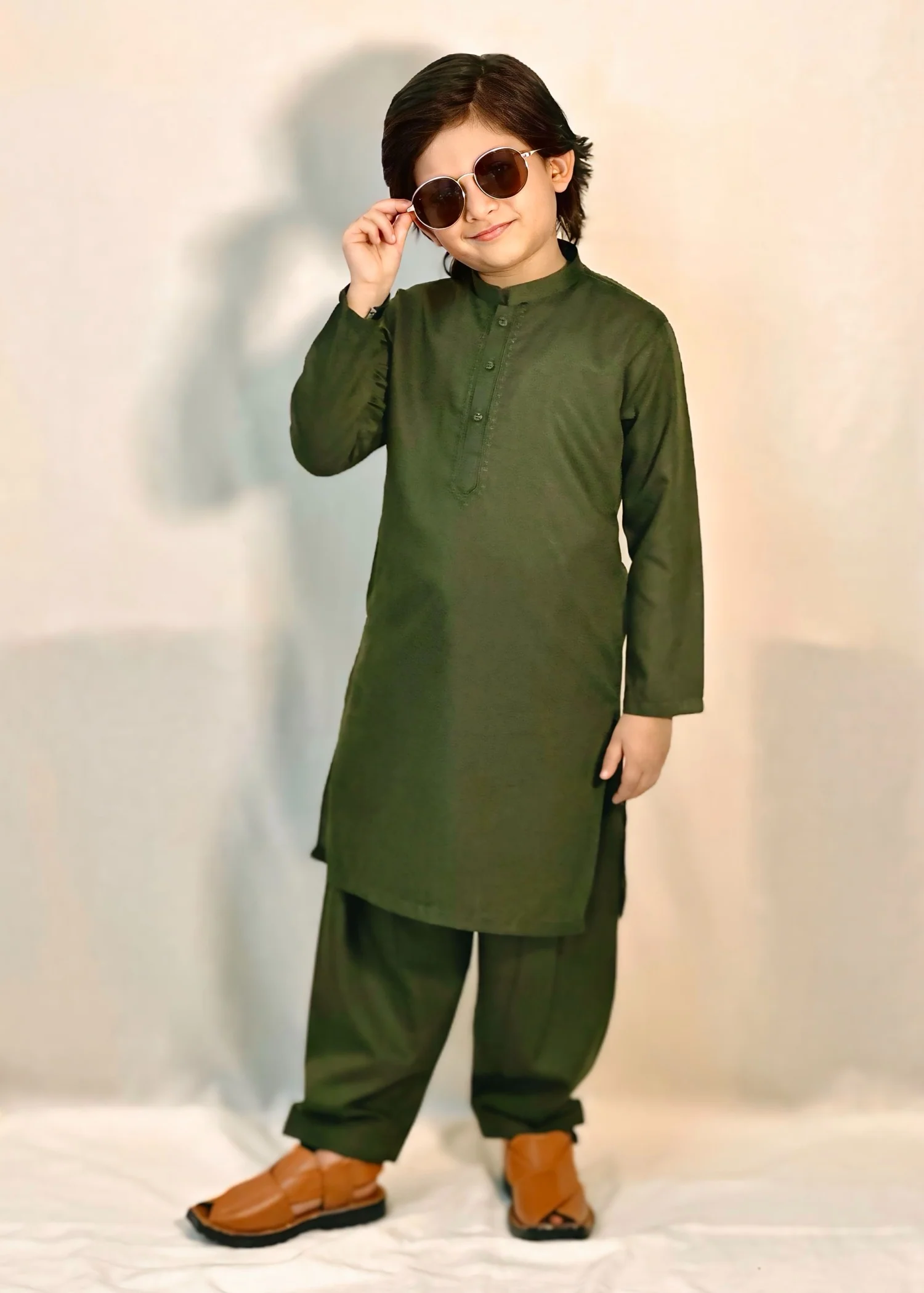 wash & wear Kurta Set in Forest green