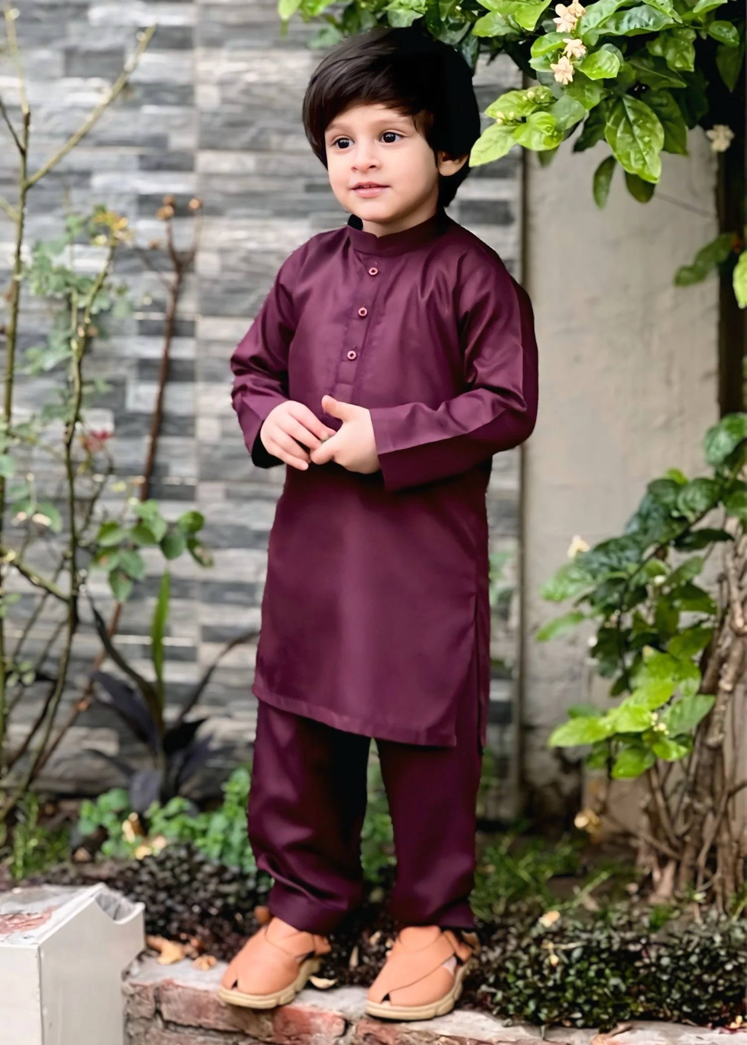 wash & wear Kurta Set in Claret