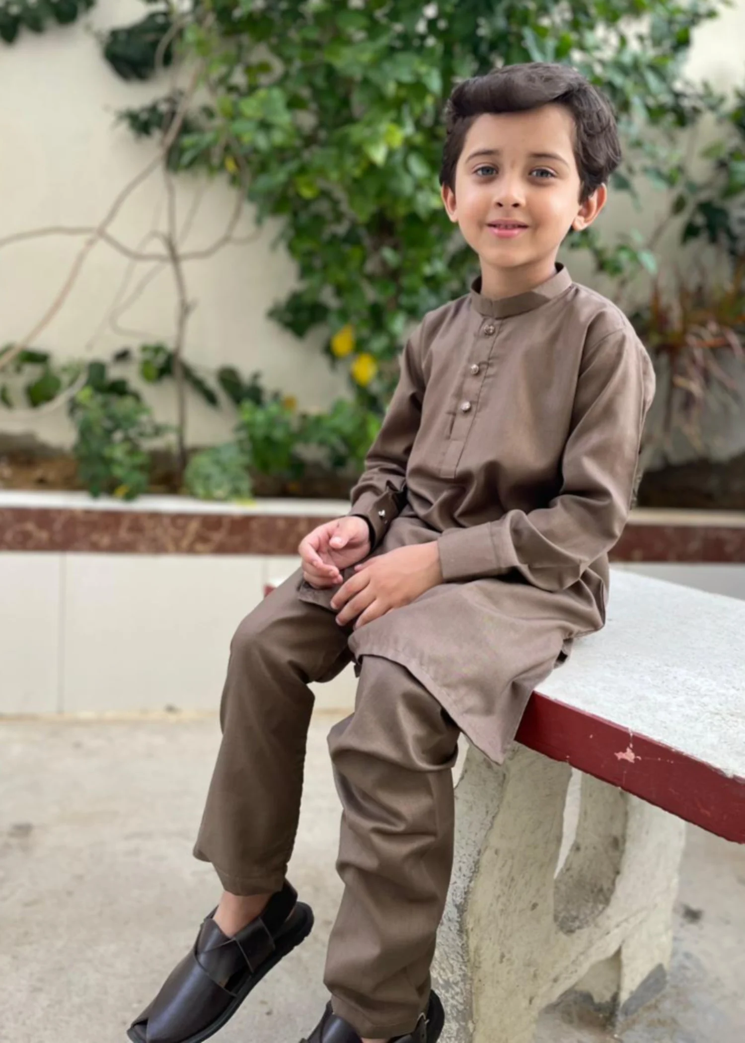 wash & wear Kurta Set in Peanut
