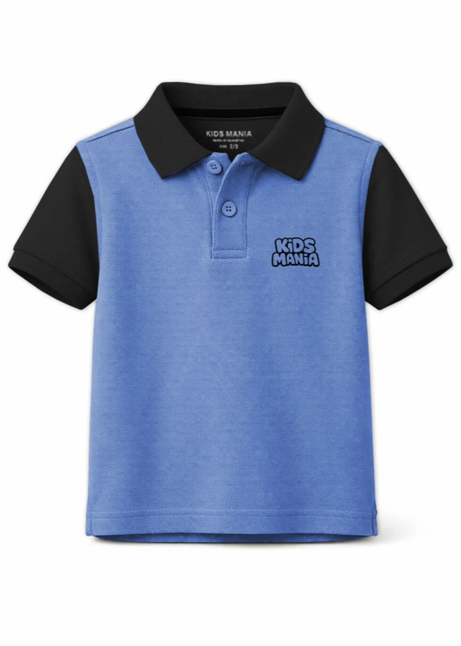 cotton Polo Shirt in Black, cornflower blue