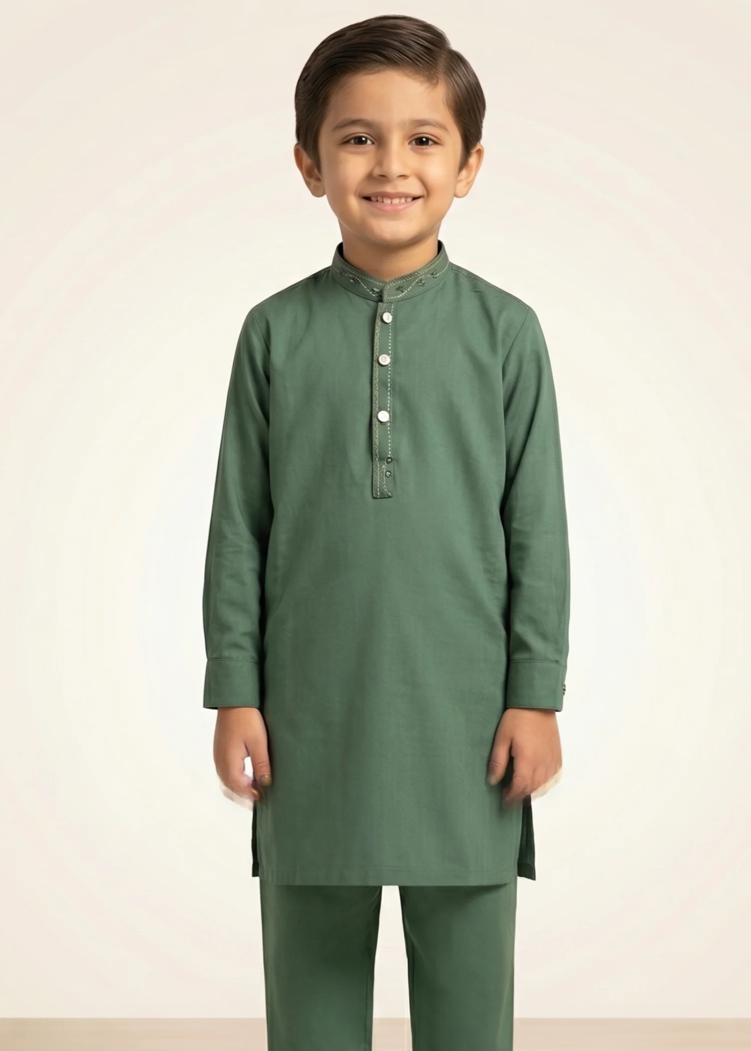 wash & wear Kurta Set in Fern green