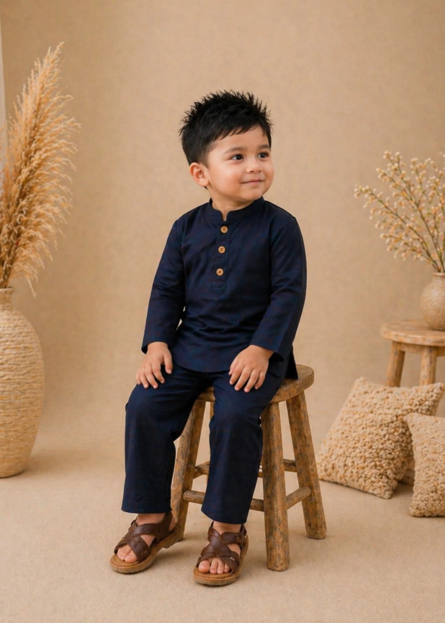 wash & wear Kurta Set in Navy blue