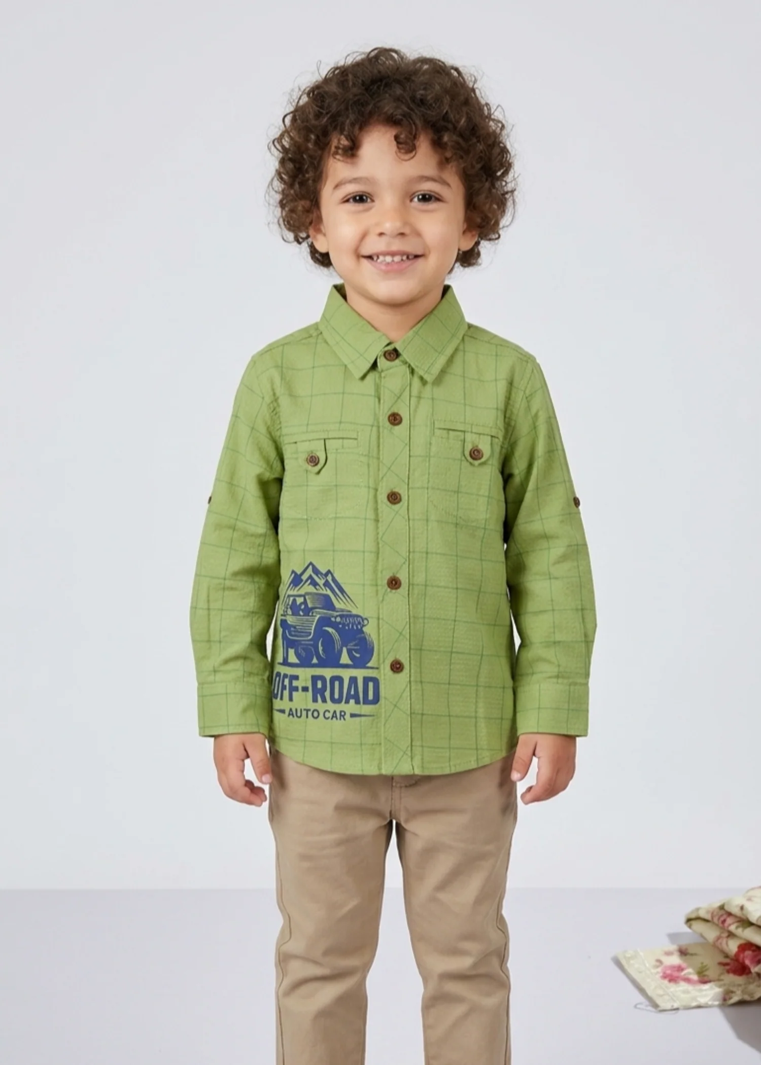 textured wash & wear Casual Shirt in Apple green