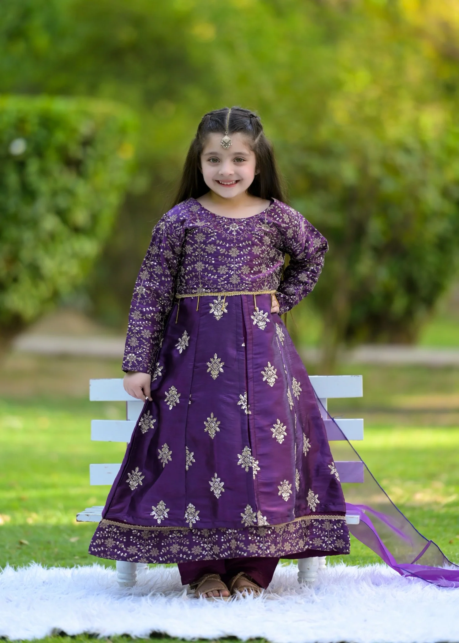 silk Pishwas in Purple