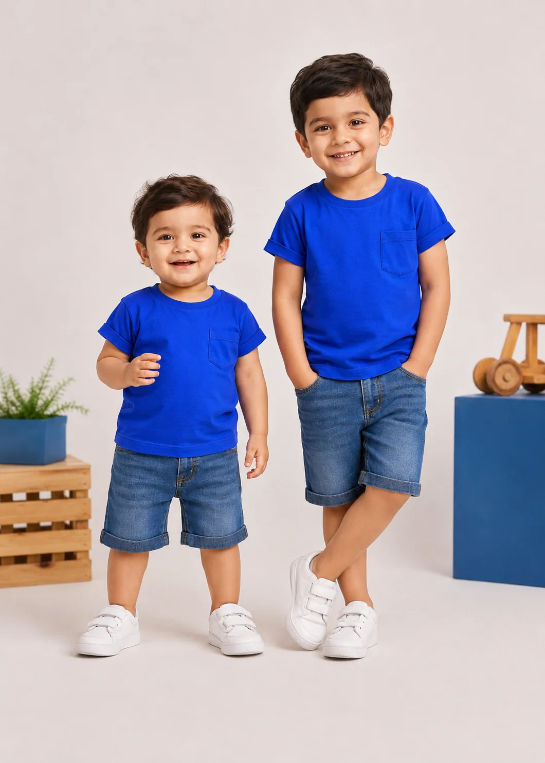 single jersey knit T Shirt in Royal blue