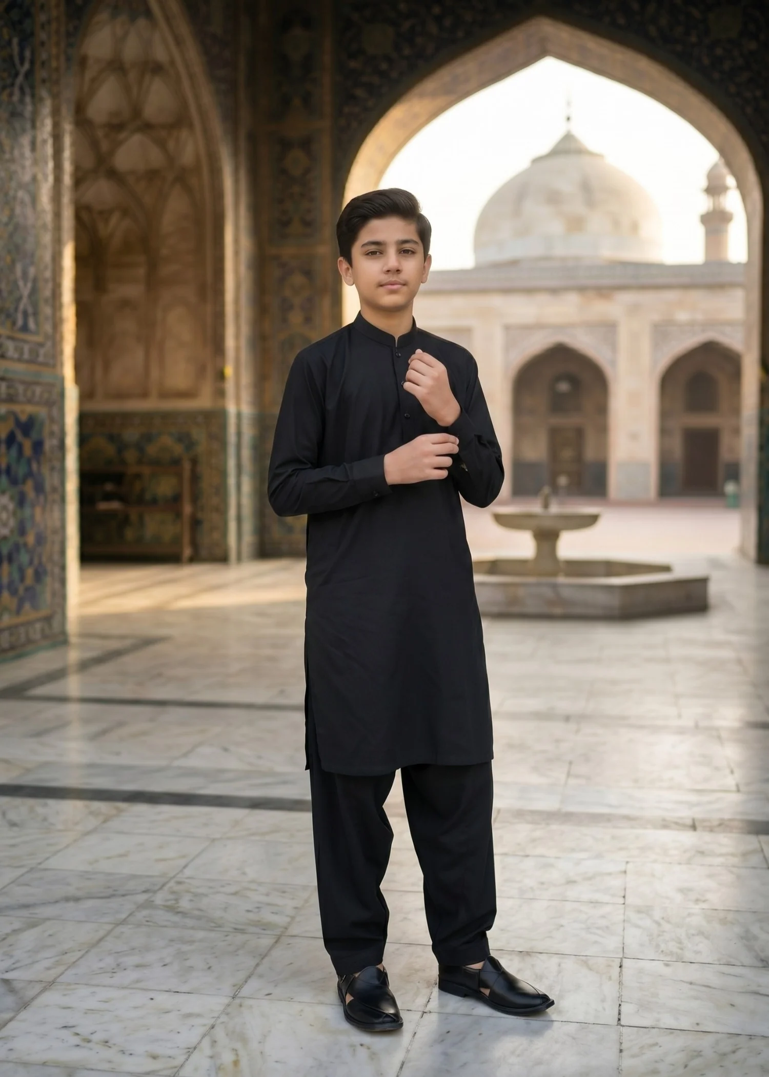 wash & wear Kurta Set in Black
