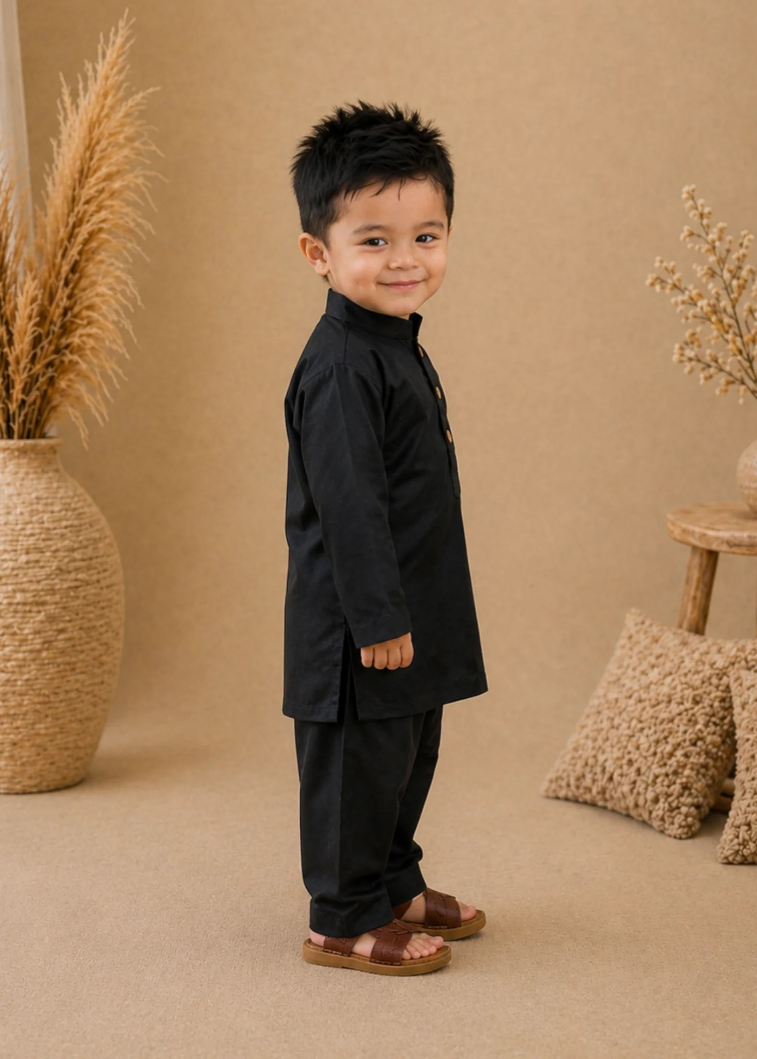 wash & wear Kurta Set in Black
