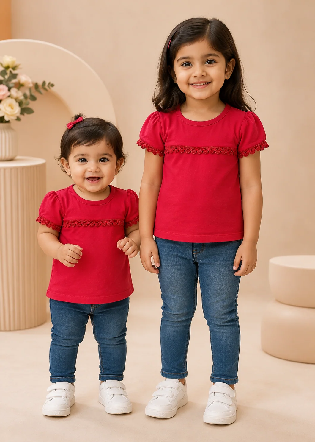 single jersey knit T Shirt in Red