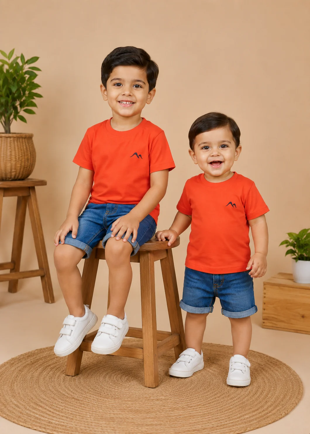 single jersey knit T Shirt in Pumpkin orange